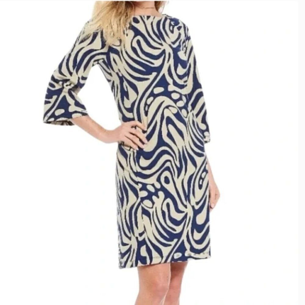 J. McLaughlin Campbell 3/4‎ Sleeve Dress Puddle Print Size S